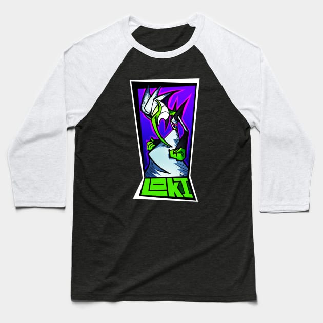 Loki Lowbrow Sinister Pumped Up Baseball T-Shirt by RebelTaxi